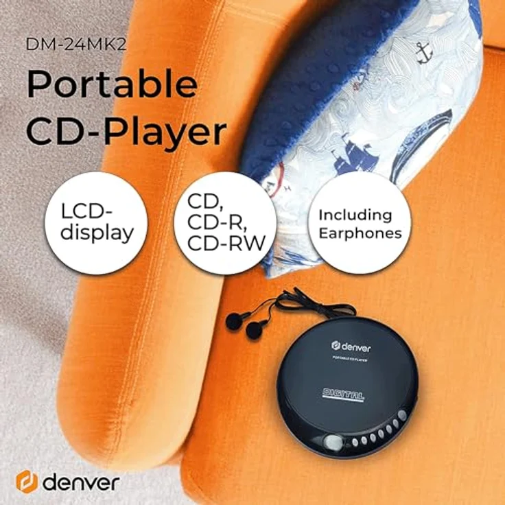 Denver DM-24 tragbarer CD-Player schwarz – Bild 2