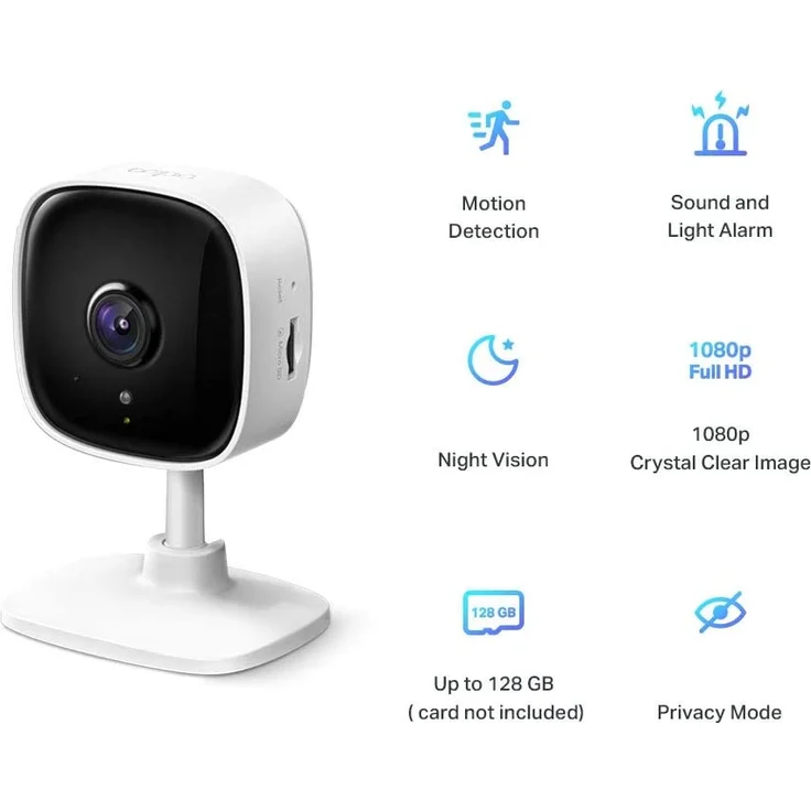 TP-Link Tapo TC60 Netzwerkkamera, 1080p, feste Brennweite, Audio, drahtlos, Wi-Fi, weiß – Bild 3