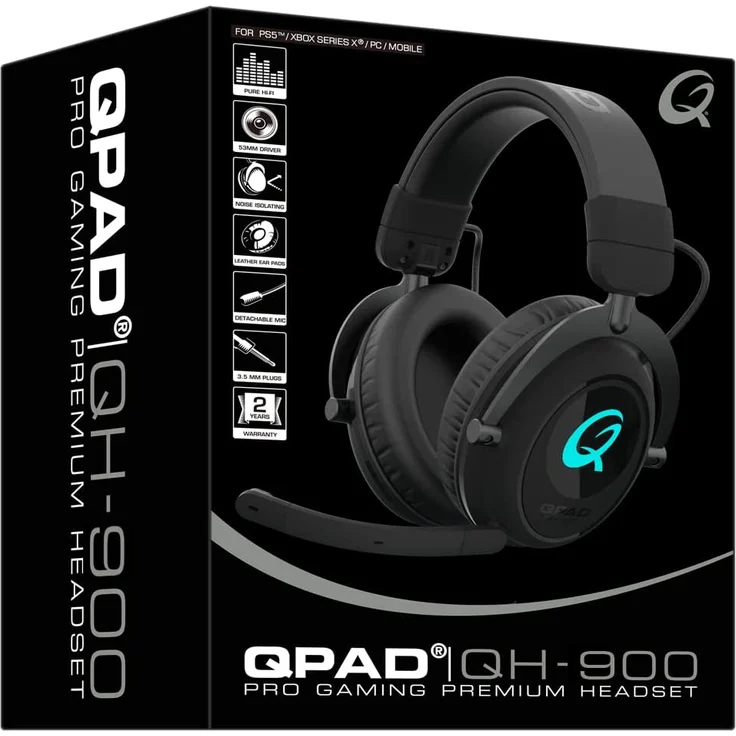 QPAD QH900 Wireless Premium eSports Gaming-Headset, HiFi Stereo für PC, PS5, PS4, Xbox Series X, Xbox One, Nintendo Switch, Schwarz – Bild 9