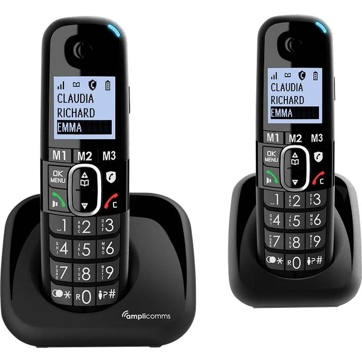 Amplicomms BigTel 1502 DECT-Mobilteil, Freisprechen, für Hörgeräte kompatibel, Wahlwiederholung, LED-Display, schwarz (ATL1423334) – Bild 1