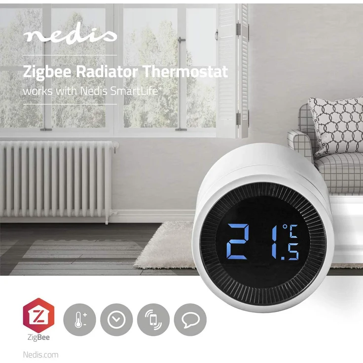 Nedis SmartLife, ZigBee Heizkörpersteuerung, Batteriebetrieben, Zeitplan und Fernbedienung, integrierte SmartLife App, kompatibel mit Amazon Alexa & Google Home, weiß (ZBHTR10WT) – Bild 4