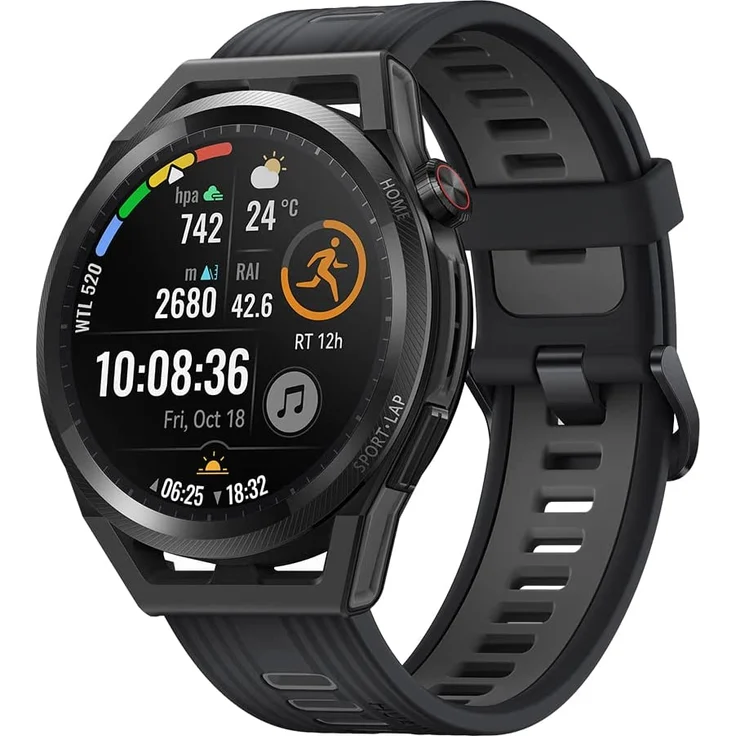 Huawei Watch GT Runner Smartwatch GPS, Unisex, 46mm, Keramikgehäuse, Kunststoffarmband, Schwarz – Bild 1