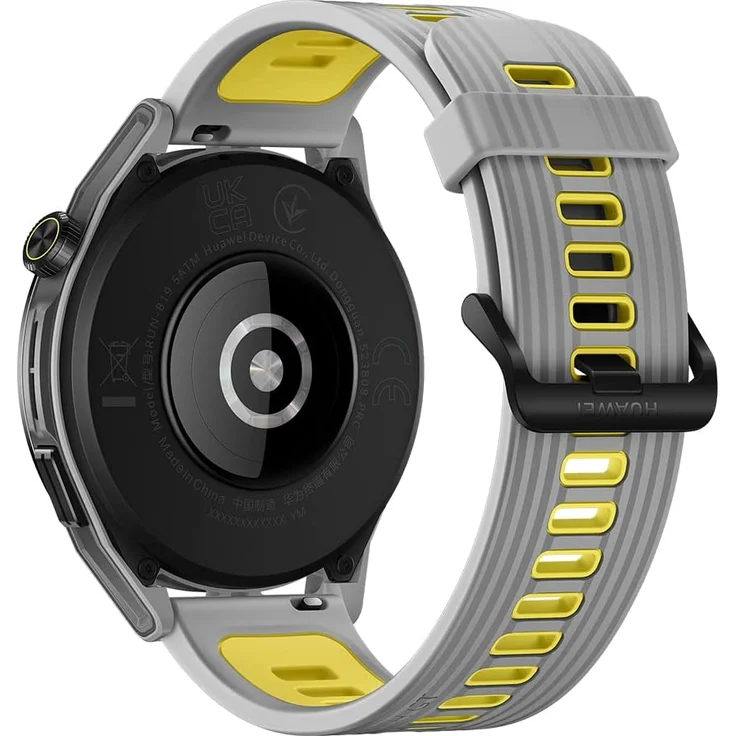 Huawei Watch GT Runner Smartwatch GPS, Unisex, 46mm, Keramikgehäuse, Kunststoffarmband, Grau/Gelb – Bild 2