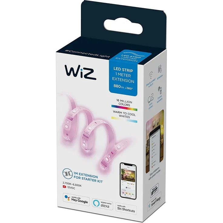 WiZ Wi-Fi LED Strip 1 m 880 lm extension EU, smarte LED-Strip Verlängerung mit bis zu 16 Millionen Farben