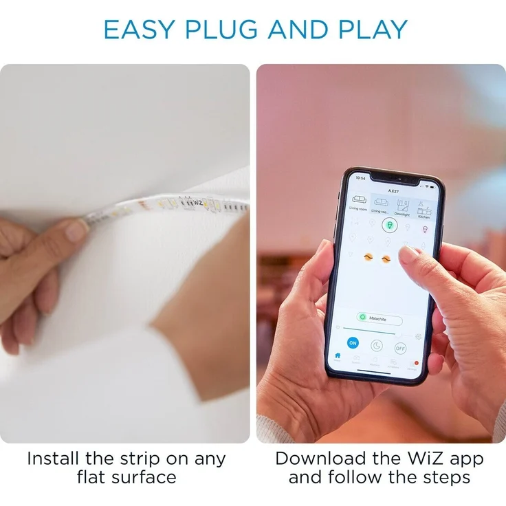 WiZ Lightstrip Tunable White & Color, warm- bis kaltweiß, dimmbar, 16 Mio. Farben, 1600 lm, smarte Steuerung per App/Stimme über WLAN – Bild 5
