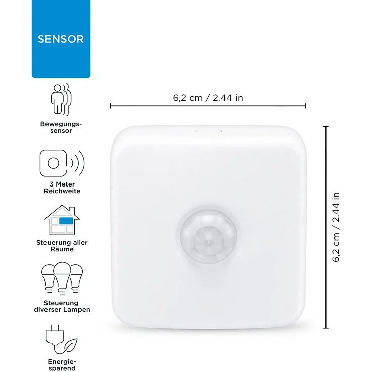 WiZ Smarter Bewegungssensor, 3 m Reichweite, Steuerung aller WiZ Lampen und Leuchten, inkl. Batterien, weiß (929002422302) – Bild 3