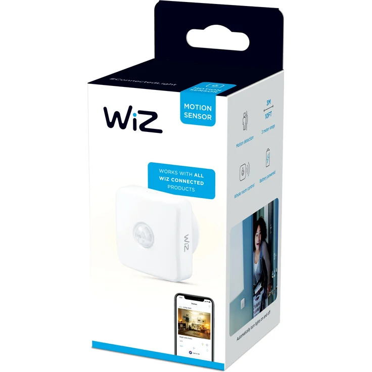 WiZ Smarter Bewegungssensor, 3 m Reichweite, Steuerung aller WiZ Lampen und Leuchten, inkl. Batterien, weiß (929002422302) – Bild 6