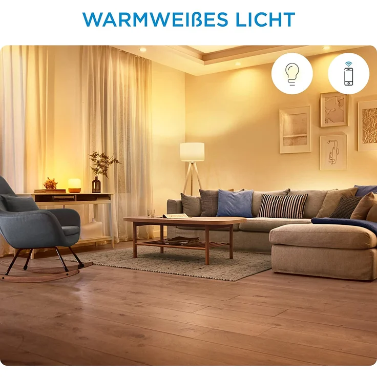 WiZ LED-Leuchtmittel, dimmbar, G95, 60 W, E27, warmweiß, 2700 - 6500 K, 6,7 W (entspricht 60 W) – Bild 5