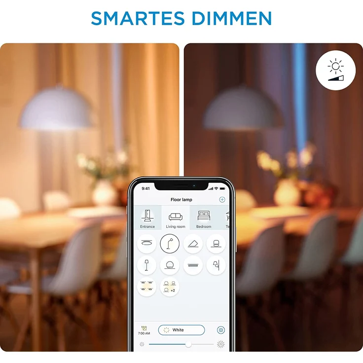 WiZ LED-Leuchtmittel, dimmbar, G95, 60 W, E27, warmweiß, 2700 - 6500 K, 6,7 W (entspricht 60 W) – Bild 7