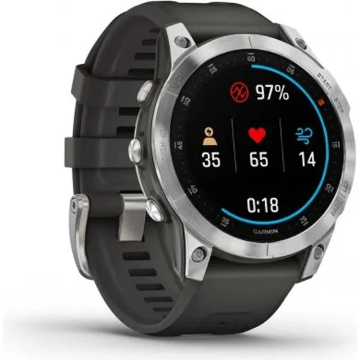 Garmin epix 2 Smartwatch GPS, Unisex, 47mm, Polymergehäuse mit Rückseite aus Stahl, Silikonarmband, Schiefergrau/Silber (010-02582-01) – Bild 1