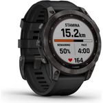 Garmin fenix 7 Sapphire Solar Smartwatch GPS, Unisex, 47mm, Titangehäuse, Silikonarmband, Schiefergrau/Schwarz (010-02540-21)
