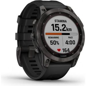 Bild für Garmin fenix 7 Sapphire Solar Smartwatch GPS, Unisex, 47mm, Titangehäuse, Silikonarmband, Schiefergrau/Schwarz (010-02540-21)