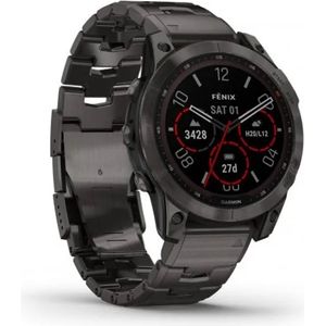 Bild für Garmin fenix 7 Sapphire Solar Smartwatch GPS, Unisex, 47mm, Polymergehäuse, Titanarmband, Schiefergrau (010-02540-39)