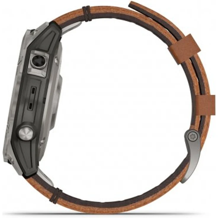 Garmin fenix 7 Sapphire Solar Smartwatch GPS, Unisex, 47mm, Titangehäuse, Lederarmband, Titansilber/Braun (010-02540-31) – Bild 5
