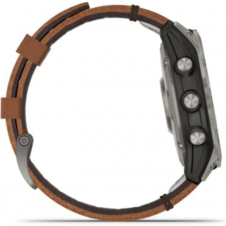 Garmin fenix 7 Sapphire Solar Smartwatch GPS, Unisex, 47mm, Titangehäuse, Lederarmband, Titansilber/Braun (010-02540-31) – Bild 6