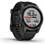 Garmin Fenix 7S Sapphire Solar Smartwatch GPS, Unisex, 42mm, Polymergehäuse, Silikonarmband, Schiefergrau (010-02539-25)