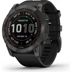 Garmin fēnix 7X Sapphire Solar Smartwatch GPS, Unisex, 51mm, Polymergehäuse, Silikonarmband, Schiefergrau/Schwarz (010-02541-11)