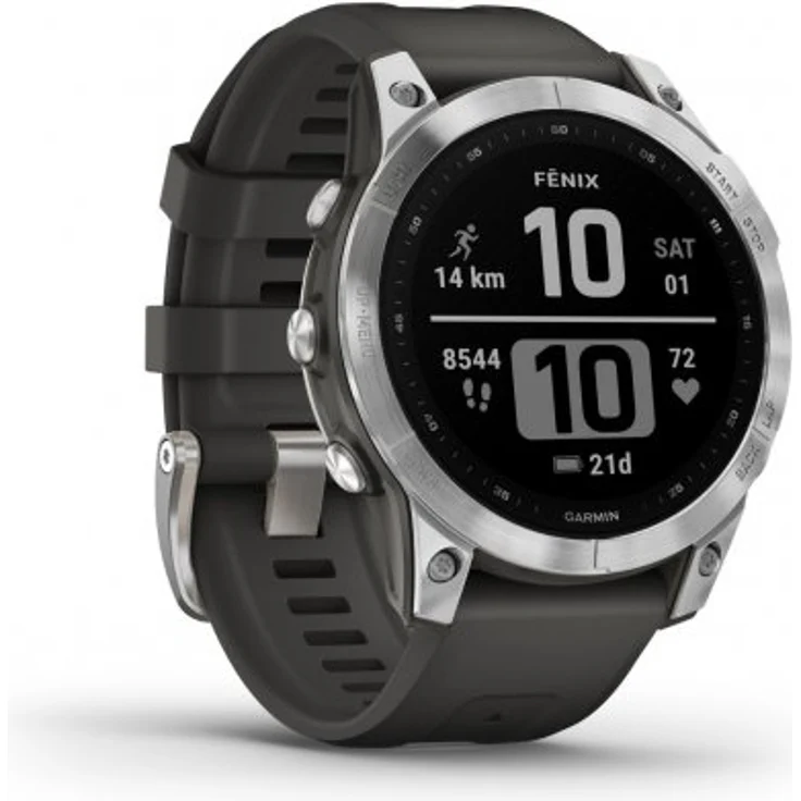 Garmin Fenix 7 Smartwatch GPS, Unisex, 47mm, Polymergehäuse, Silikonarmband, Silber/Grafitgrau (010-02540-01) – Bild 3