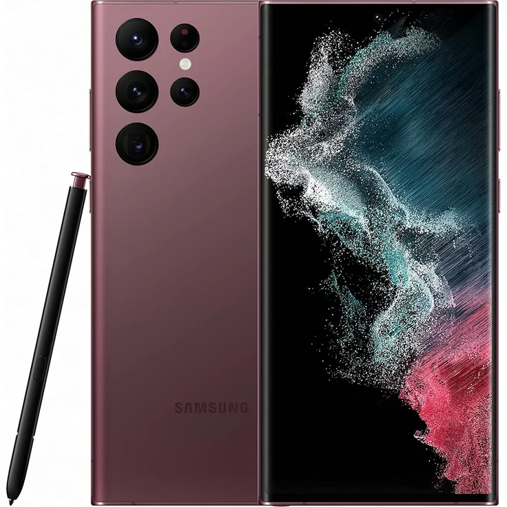 Samsung Galaxy S22 Ultra 5G Smartphone 17,27cm (6,8 Zoll) AMOLED-Display, 128GB interner Speicher, 8GB RAM, Dual-SIM, Burgundy – Bild 1