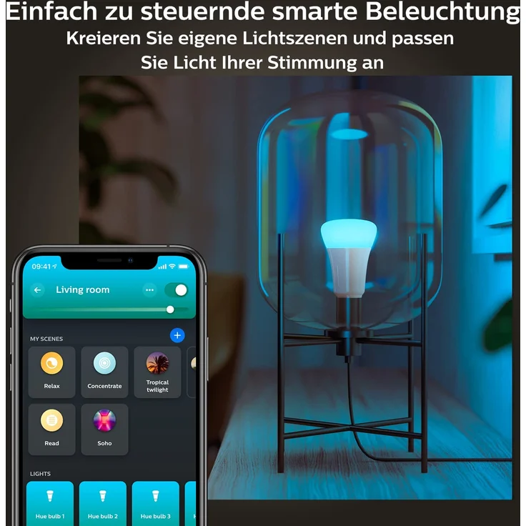 Philips Hue White & Color Ambiance E27 LED Lampen 4-er Pack, dimmbar, 16 Mio. Farben, steuerbar via App, kompatibel mit Amazon Alexa (Echo, Echo Dot), Apple HomeKit, Google Assistant – Bild 3