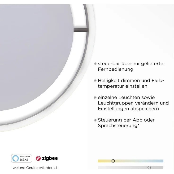 Paul Neuhaus Q-Vito 8414-13 LED Deckenleuchte, Amazon Alexa kompatibel Smart Home, dimmbar per Fernbedienung, warmweiß - kaltweiß, Ringform, anthrazit – Bild 4