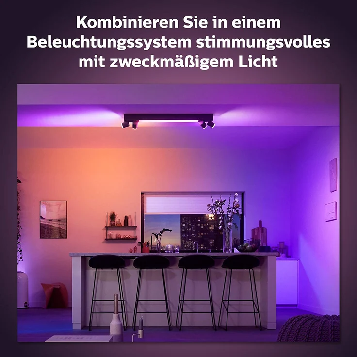 Philips Hue White & Color Ambiance LED 4-er Spotleuchte Centris, dimmbar, 16 Mio. Farben, steuerbar via App, kompatibel mit Amazon Alexa (Echo, Echo Dot), schwarz – Bild 4