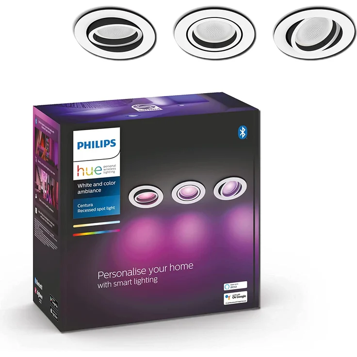 Philips Lighting Hue LED-Deckenstrahler Hue White & Color Ambiance Centura Einbauspot 3 flg. weiß 3x350lm GU10 17.1W – Bild 1