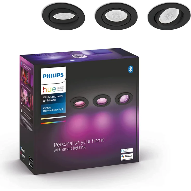 Philips Lighting Hue LED-Deckenstrahler 871951434290300 Hue White & Color Ambiance Centura Einbauspot 3 flg. schwarz 3x350lm GU10 17.1W – Bild 1