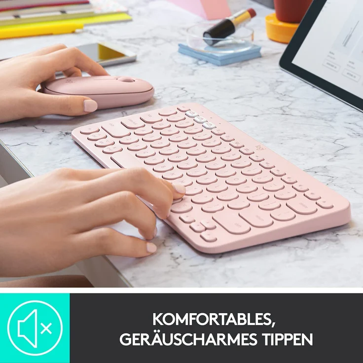 Logitech K380 for Mac Multi-Device Bluetooth Keyboard Tastatur QWERTY Englisch Pink (920-010404) – Bild 3