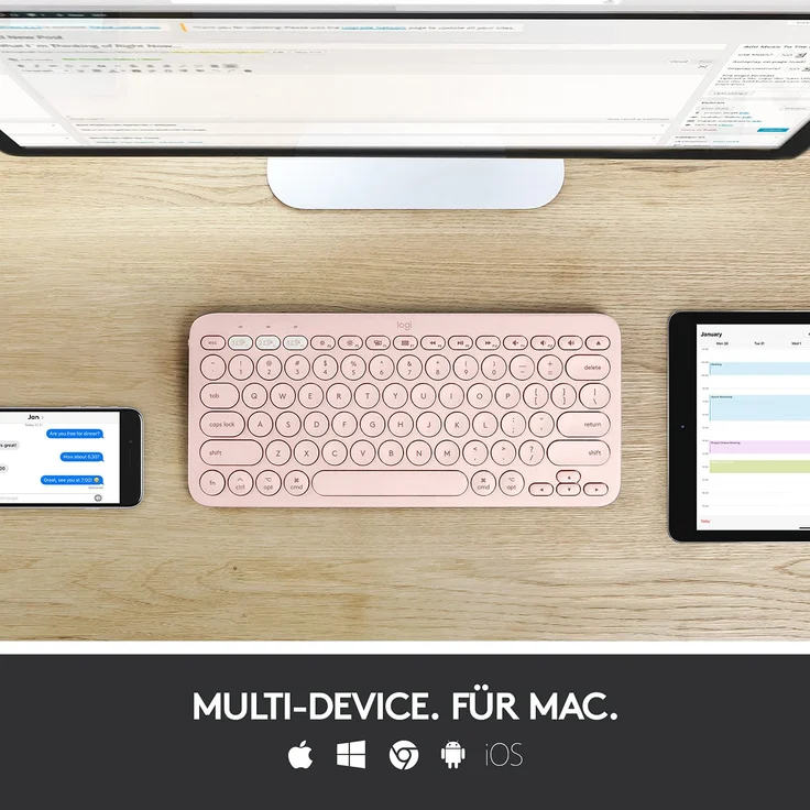 Logitech K380 for Mac Multi-Device Bluetooth Keyboard Tastatur QWERTY Englisch Pink (920-010404) – Bild 4