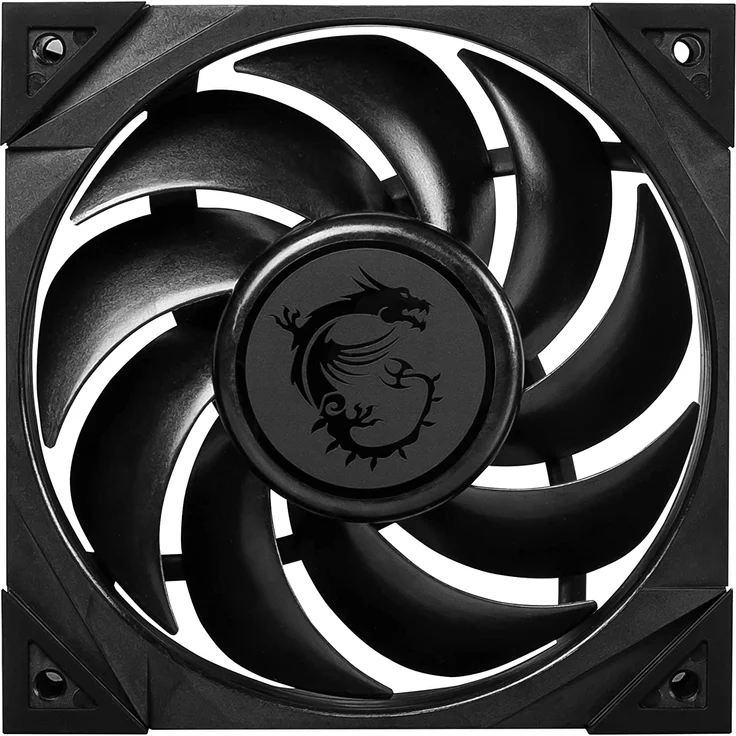 MSI MEG Silent Gale P12 120 mm Gehäuse Lüfter, 1 x 120 mm Lüfter, 0 RPM Modus, 4-Pin Connector, schwarz - Preisvergleich – Bild 1
