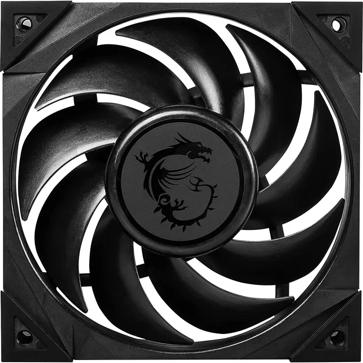 MSI MEG Silent Gale P12 120 mm Gehäuse Lüfter, 1 x 120 mm Lüfter, 0 RPM Modus, 4-Pin Connector, schwarz - Preisvergleich