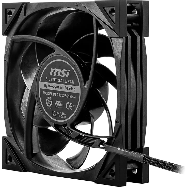 MSI MEG Silent Gale P12 120 mm Gehäuse Lüfter, 1 x 120 mm Lüfter, 0 RPM Modus, 4-Pin Connector, schwarz - Preisvergleich – Bild 7