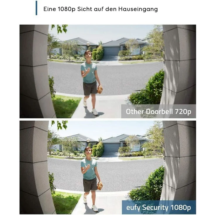eufy Security Video Doorbell 1080p, inkl. Gong, mit Akku, WLAN, Full HD, Türsprechanlage, schwarz, weiß (E8220311) – Bild 5