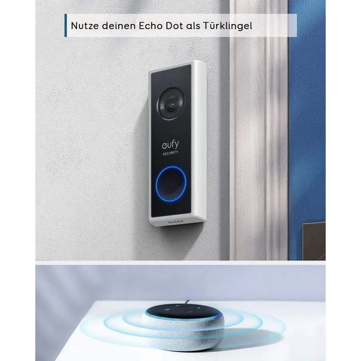 eufy Security Video Doorbell 1080p, inkl. Gong, mit Akku, WLAN, Full HD, Türsprechanlage, schwarz, weiß (E8220311) – Bild 4