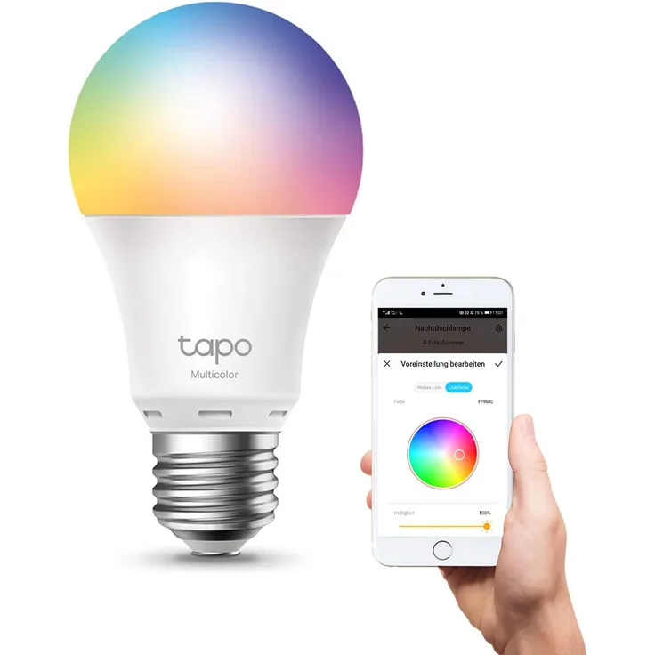 TP-Link Tapo L530E Smarte WLAN Glühbirne E27, Energie sparen, mehrfarbige dimmbare smarte Lampe, kompatibel mit Amazon Alexa, Google Assistant, Tapo App, Abläufe und Zeitpläne, kein Hub notwendig