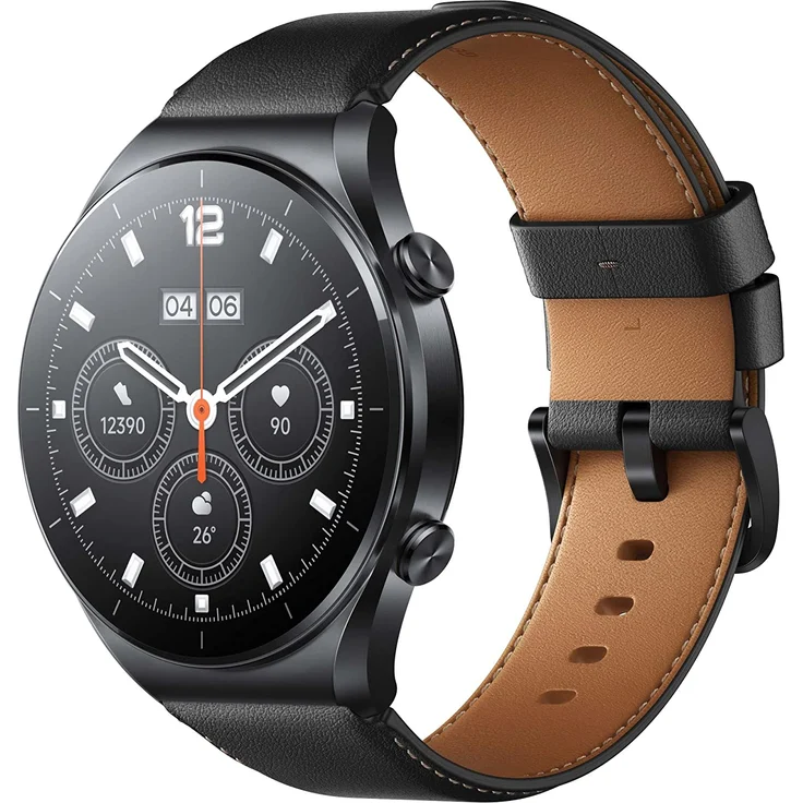 Xiaomi Watch S1 Smartwatch GPS, Unisex, 46,5 mm, Edelstahlgehäuse in Schwarz, schwarzes Fluorkautschukarmband + schwarzes Lederarmband – Bild 2