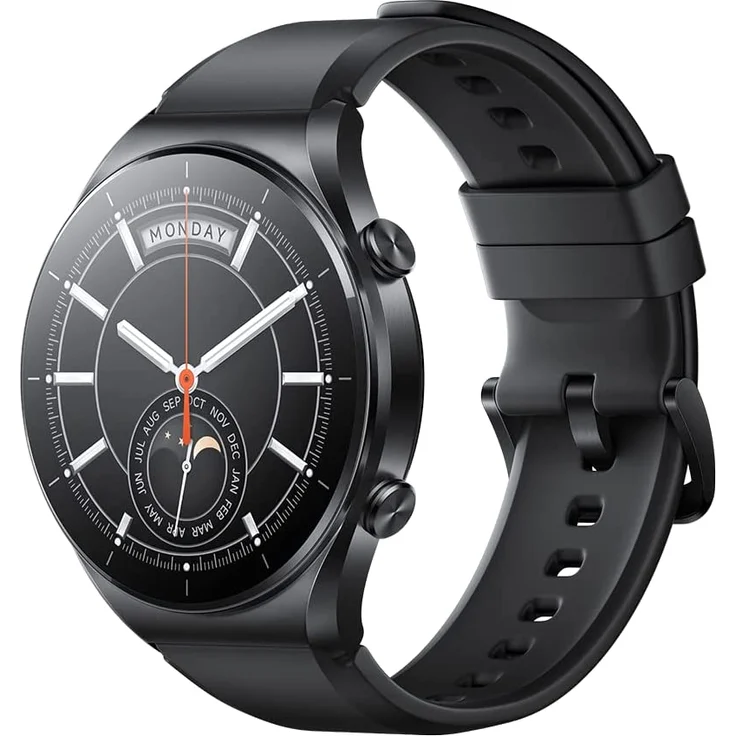 Xiaomi Watch S1 Smartwatch GPS, Unisex, 46,5 mm, Edelstahlgehäuse in Schwarz, schwarzes Fluorkautschukarmband + schwarzes Lederarmband – Bild 1