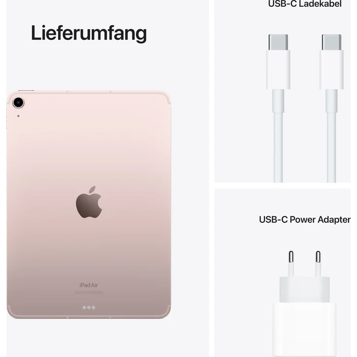 Apple iPad Air (2022) Quad-HD-Auflösung 10,9 Zoll, 5G-Tablet, Apple M1 Chip, 64 GB Speicher, iPadOS, Rosé (MM6T3FD/A) – Bild 5
