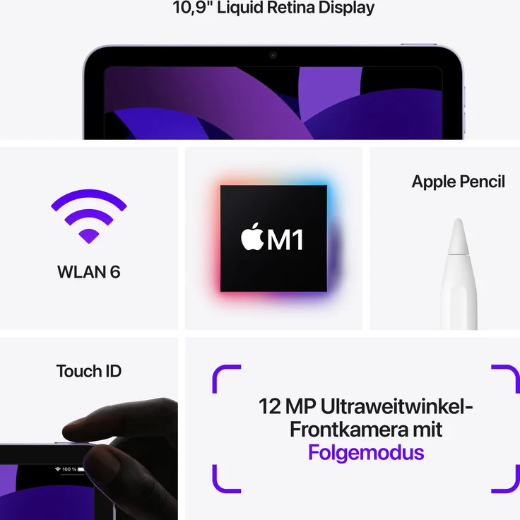 Apple iPad Air (2022) Quad-HD-Auflösung 10,9 Zoll, WiFi-Tablet, Apple M1 Chip, 64 GB Speicher, iPadOS, Rosé (MM9D3FD/A) – Bild 6