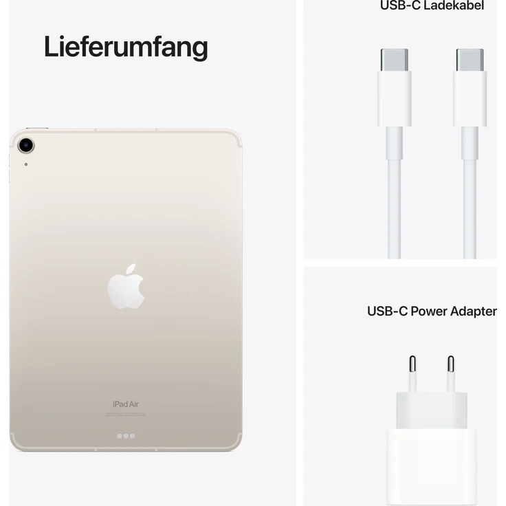 Apple iPad Air (2022) Quad-HD-Auflösung 10,9 Zoll, 5G-Tablet, Apple M1 Chip, 256 GB Speicher, iPadOS, Polarstern (MM743FD/A) – Bild 5