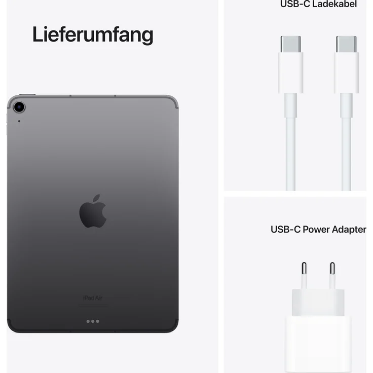 Apple iPad Air (2022) Quad-HD-Auflösung 10,9 Zoll, 5G-Tablet, Apple M1 Chip, 64 GB Speicher, iPadOS, Space Grey (MM6R3FD/A) – Bild 5