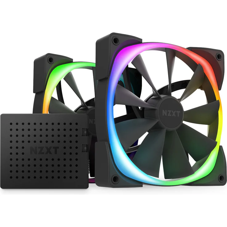 NZXT Aer RGB 2 Twin Starter 140x140x26 Gehäuselüfter, schwarz, 2er Pack inkl. (HF-2814C-DB) - Preisvergleich – Bild 1