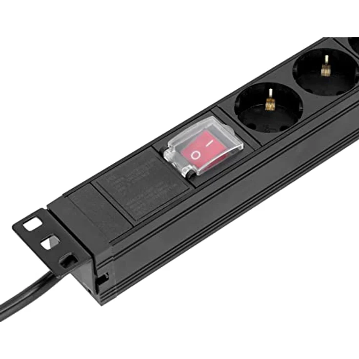 Adam Hall Steckdosenleiste 87471 X7 - 1HE 7-Fach mit Schalter & Schutzkappe - 2 m - Type EF (CEE 7/7) - Abgewinkelt - Aluminium - Indoor – Bild 4