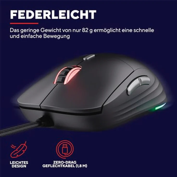 Trust GXT925 REDEX II, Federleichte Gaming Maus mit 10000 DPI Laser-Sensor, Schwarz – Bild 3
