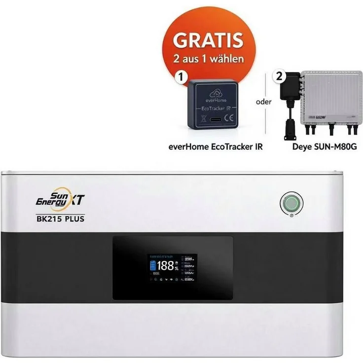 SunEnergy XT BK215 Plus, Kopfspeicher für Balkonkraftwerke, Solar Powerbank