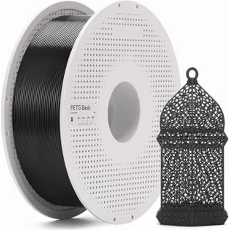 Bambu Lab PETG Basic Filament, 1kg Spule, Schwarz, 1,75 mm, hohe Temperaturbeständigkeit, geringe Verzug, für Funktionsteile und Gehäuse