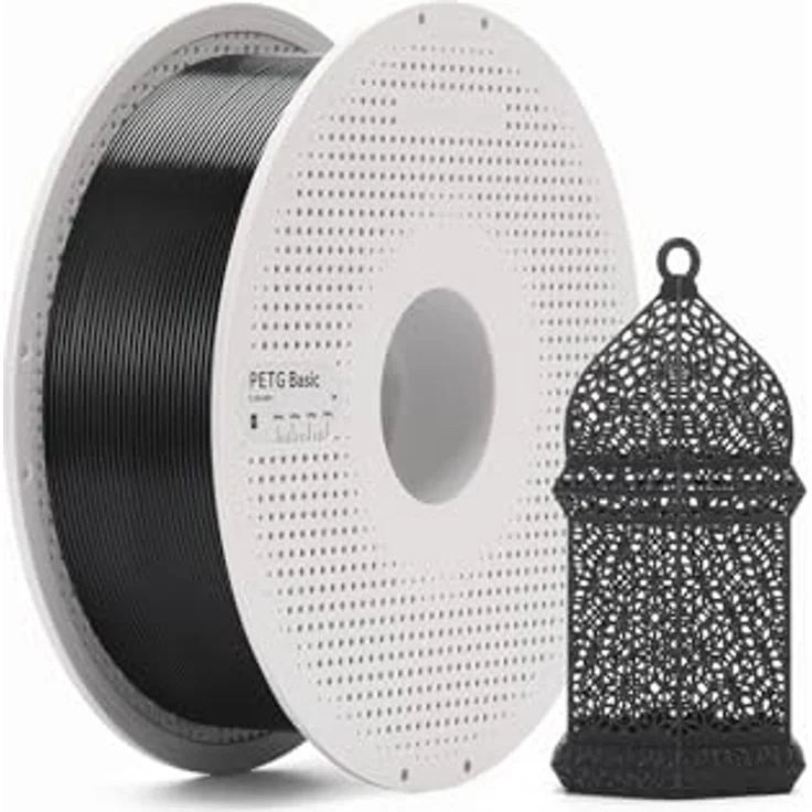 Bambu Lab PETG Basic Filament, 1kg Spule, Schwarz, 1,75 mm, hohe Temperaturbeständigkeit, geringe Verzug, für Funktionsteile und Gehäuse – Bild 1