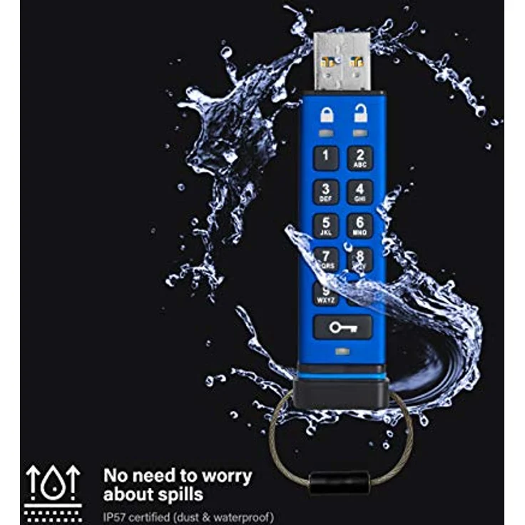 iStorage datAshur PRO 256 GB | verschlüsselter USB Speicherstick | FIPS 140-2 Level 3 zertifiziert | Passwortgeschützt | staub- und wasserabweisend, schwarz – Bild 4