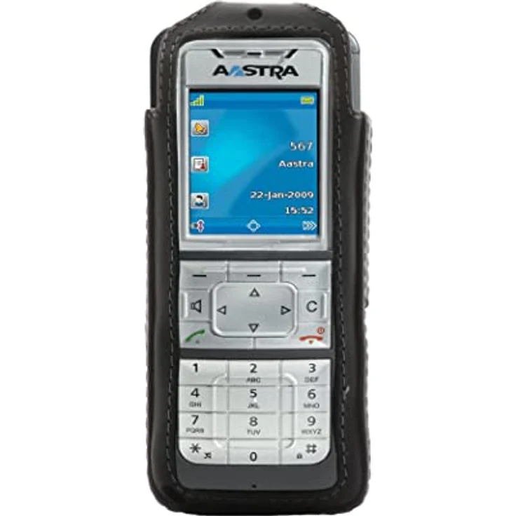 JT Berlin Turnline Ledertasche für das Aastra 630 / 630d / 632d, Mitel 630 / 630D / 632d / 632d2 / 632dt Gürtel-Tasche [Echtleder, 8-Stufen drehbarer Gürtelclip, Handmade in Europe] - schwarz – Bild 1